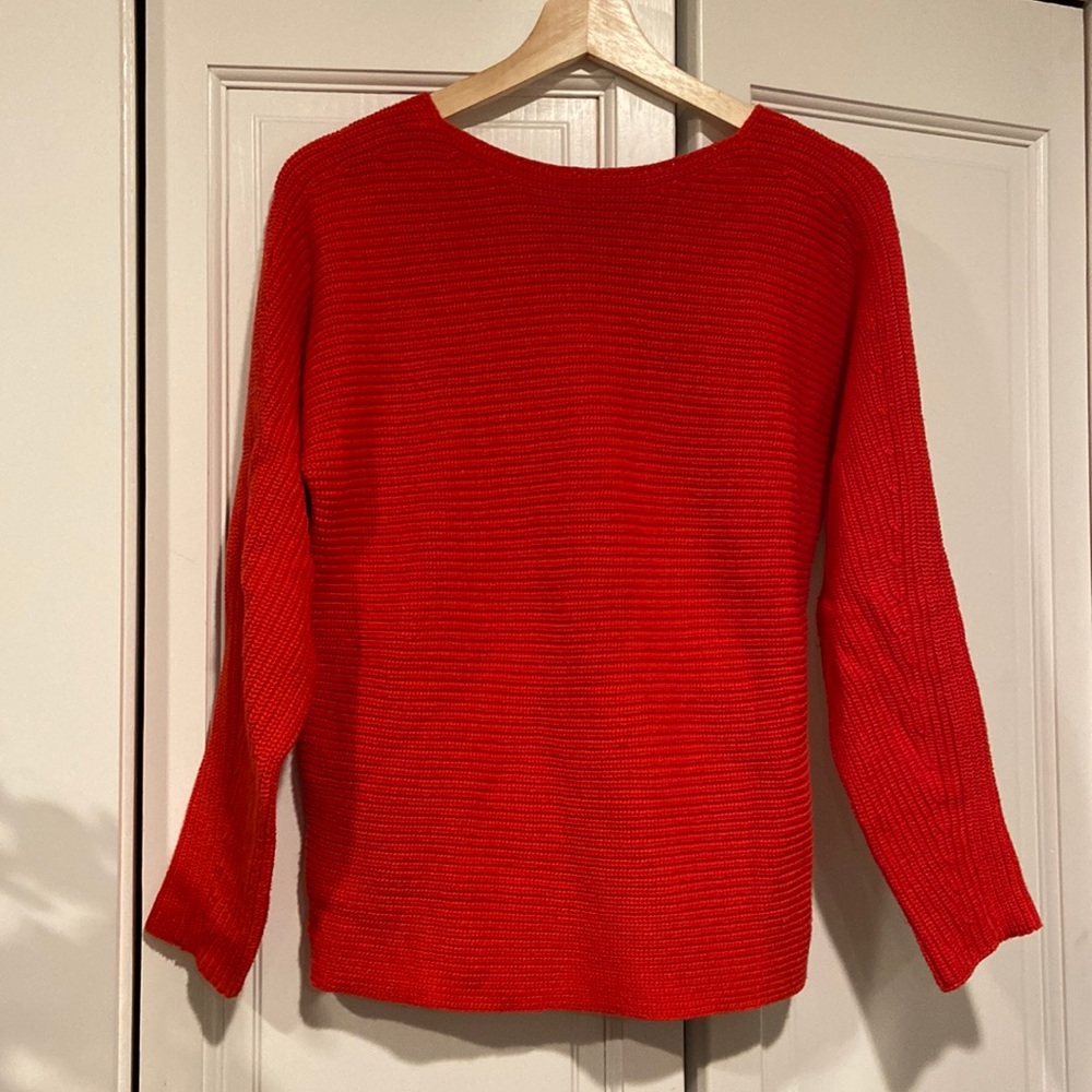 LOFT 100% Cotton Red Ribbed Sweater - Size XS